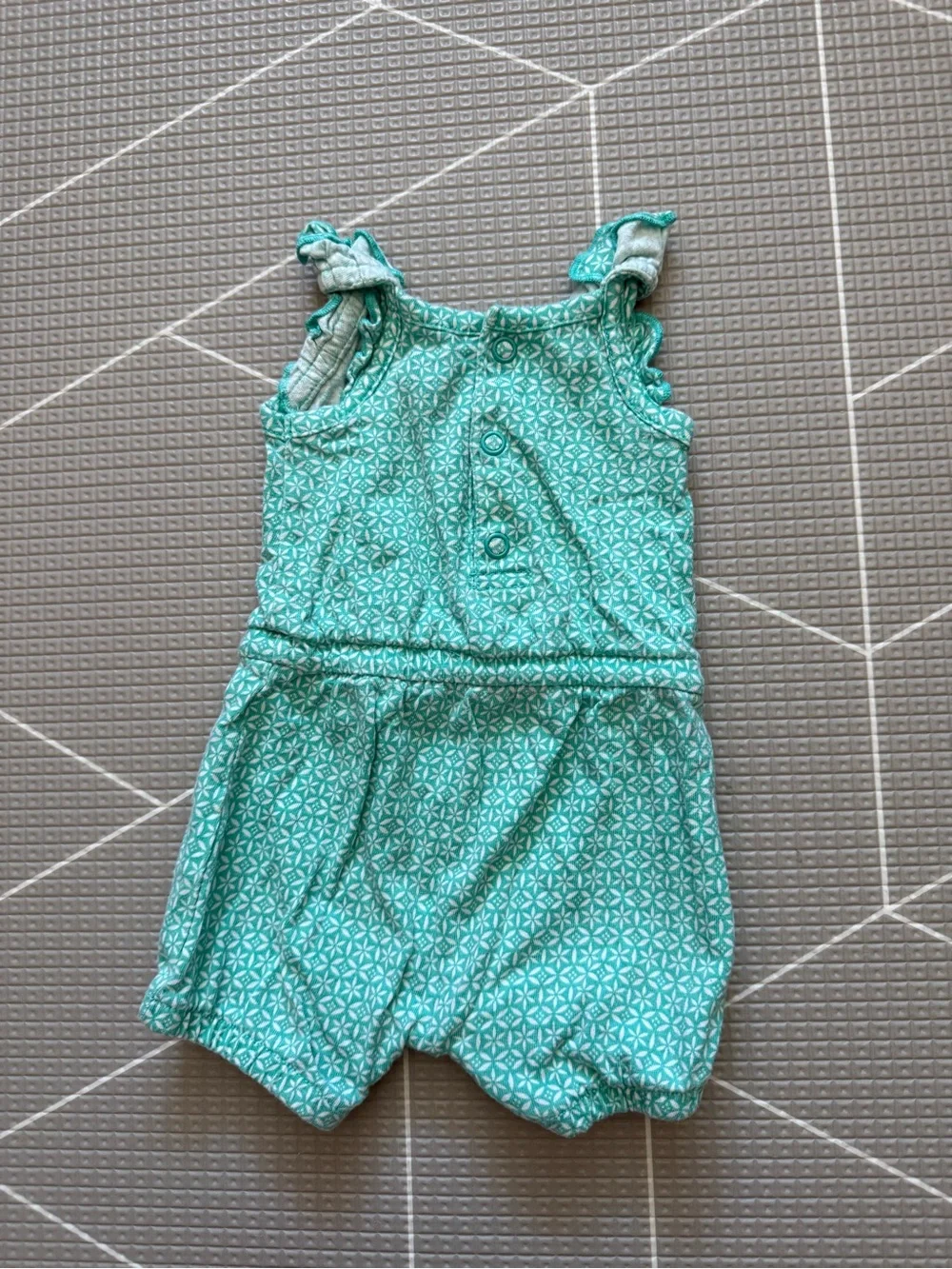 Carters|Baby girl Turquoise Printed Soft cotton Romper w Pink Bow•••NB size,boho